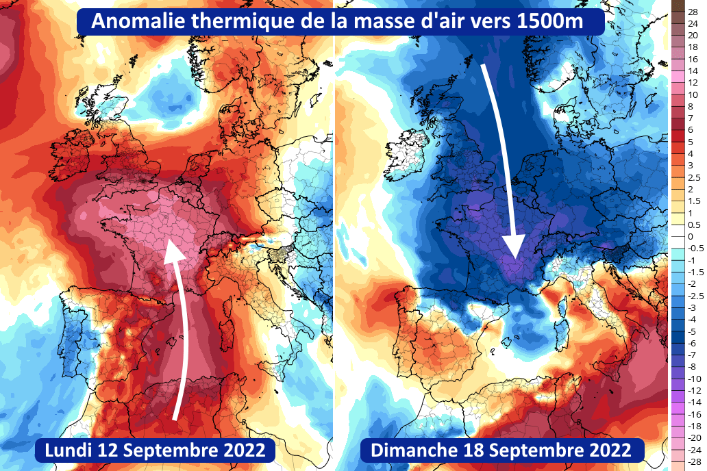 Anomalies thermiques les 12 et 18 septembre 2022