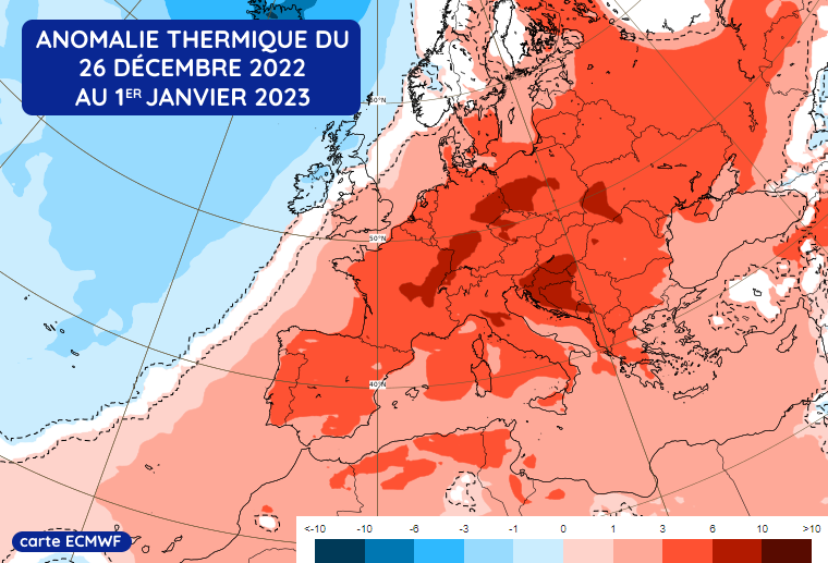 Anomalie thermique en Europe du 26 décembre 2022 au 1er janvier 2023