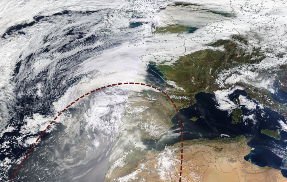 Image satellite révélant le sable du Sahara ce lundi 20 février 2023