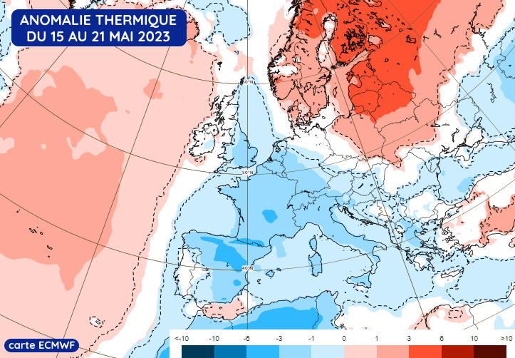 Anomalie thermique prévue du lundi 15 au dimanche 21 mai 2023