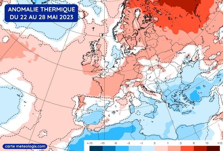 Anomalie thermique prévue en Europe du 22 au 28 mai 2023