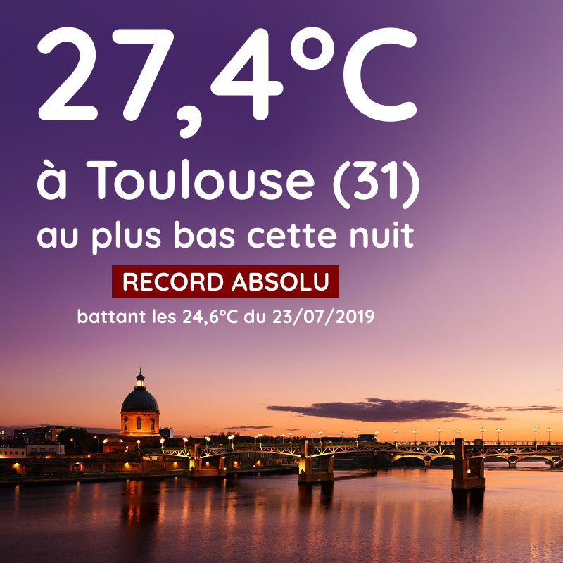 Température minimale record à Toulouse (31) ce jeudi 24 août 2023