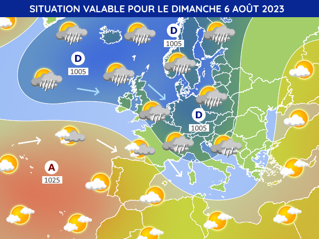 Situation météorologique en Europe ce dimanche 6 août 2023 