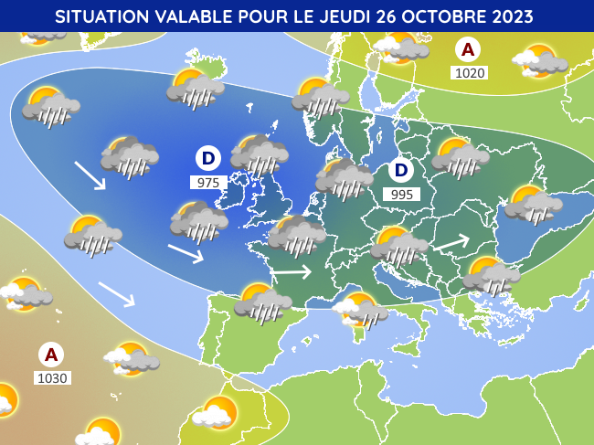 Situation météo en Europe pour le jeudi 26 octobre 2023