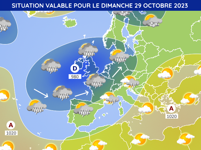 Situation météo en Europe le dimanche 29 octobre 2023