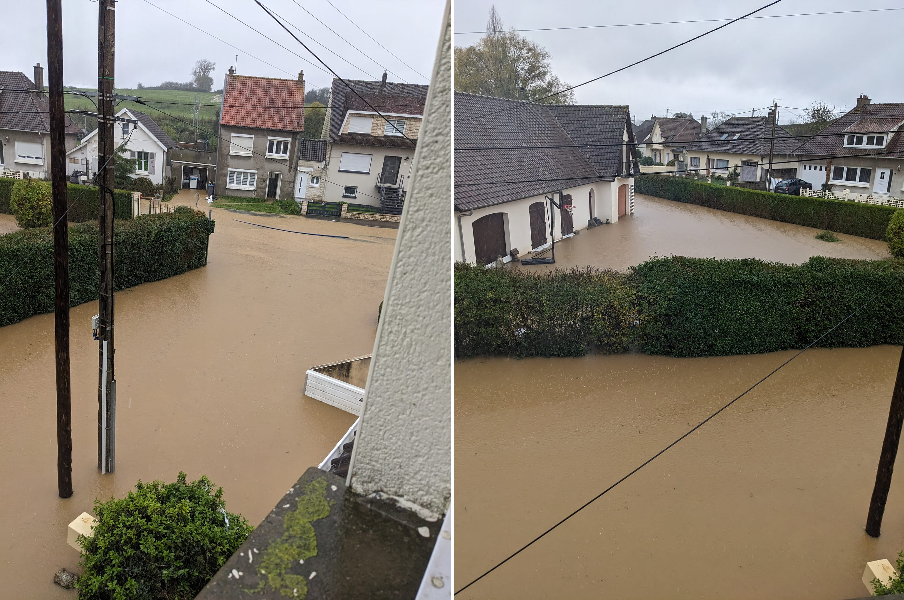 Inondations à Hesdigneul-lès-Boulogne (62) ce vendredi 10 novembre 2023 