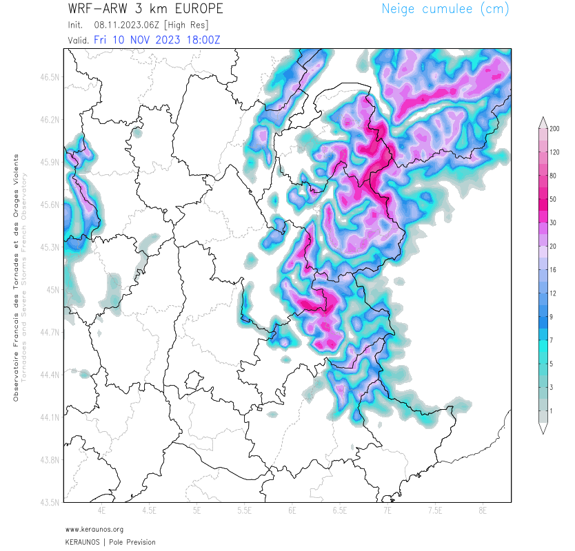 Neige prévue dans les Alpes jeudi 9 et vendredi 10 novembre 2023 