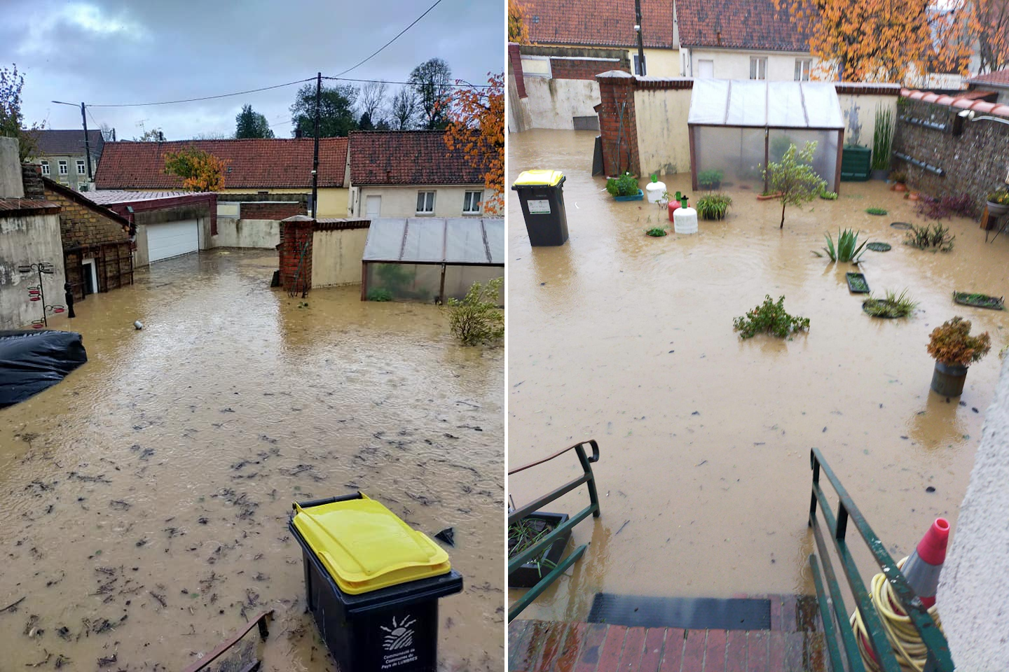 Inondations à Nielles-lès-Bléquin (62) ce lundi 6 novembre 2023