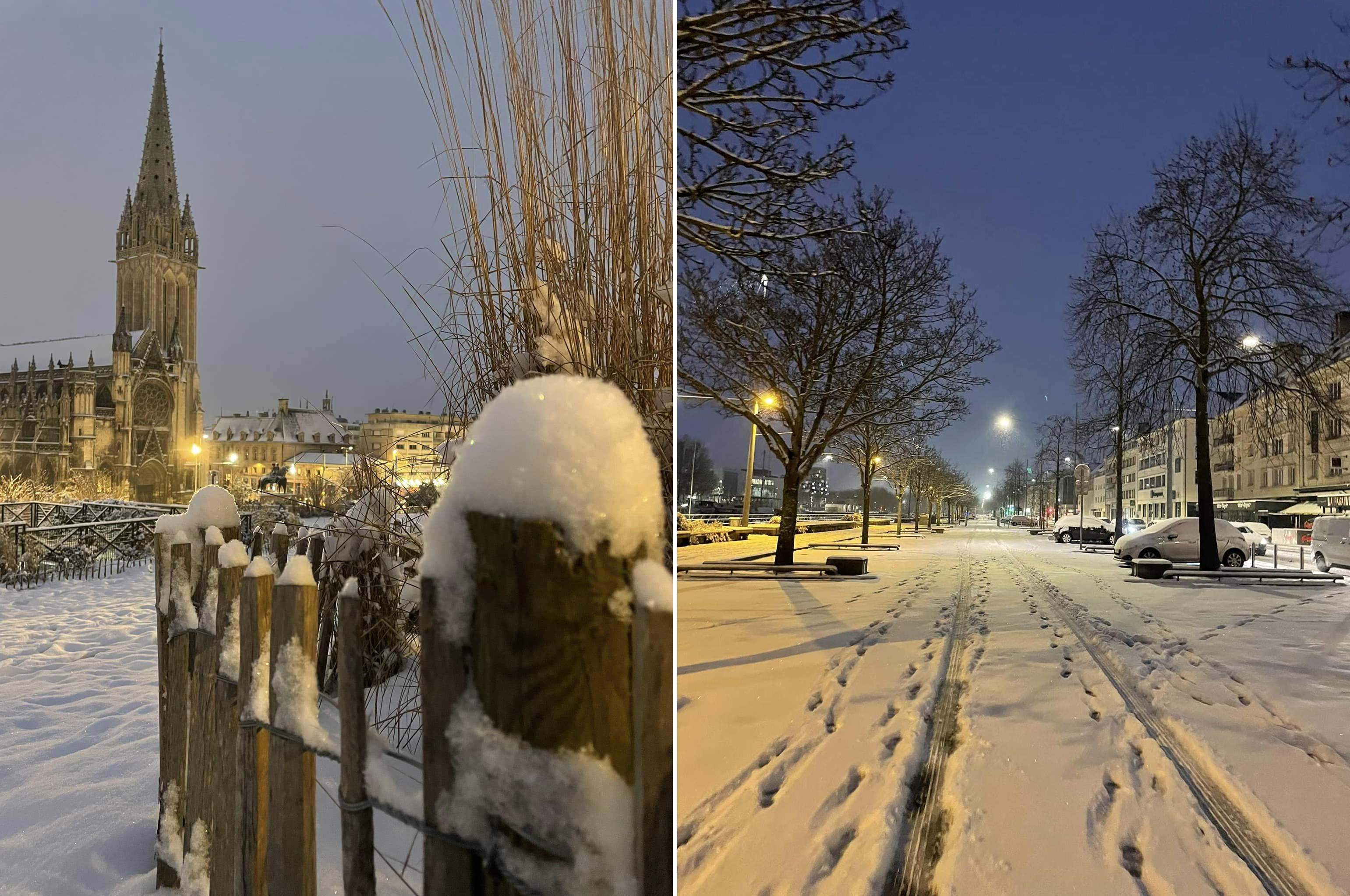 6 cm de neige à Caen ce matin du mardi 9 janvier 2024