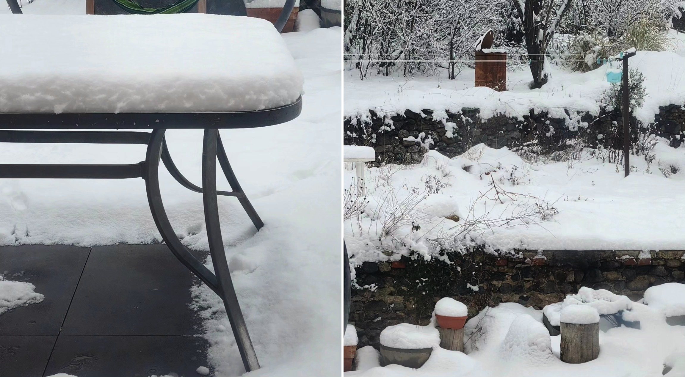 Épais manteau neigeux à Champeix (63) le matin du jeudi 11 janvier 2024
