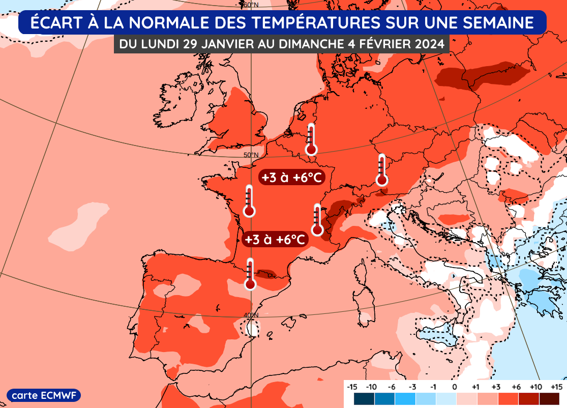 Anomalie thermique en semaine du 29 janvier au 4 février 2024