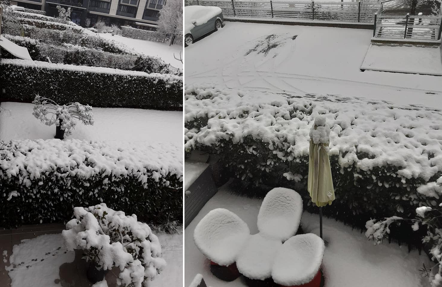 Épais manteau neigeux à Genève (Suisse) ce mardi 9 janvier 2024