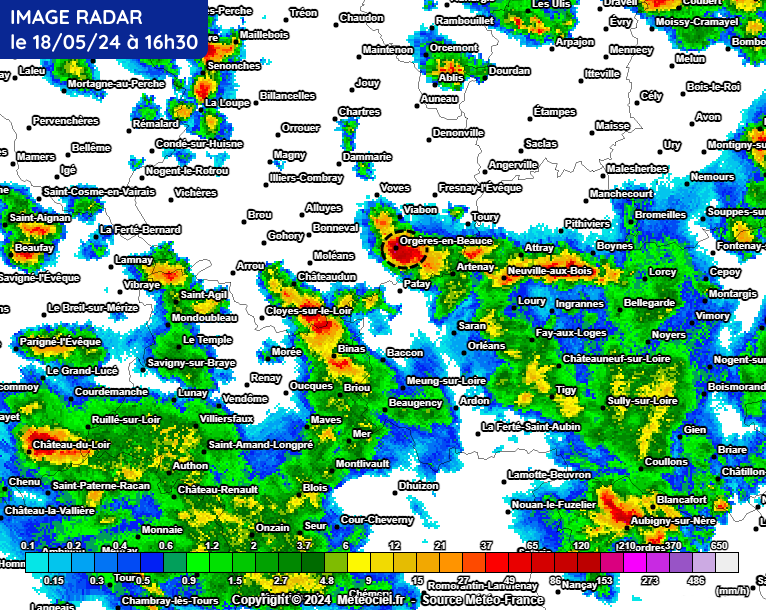 Image radar du samedi 18 mai 2024 à 16h30