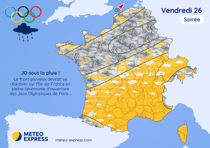 Météo pour la cérémonie des JO de Paris ce vendredi 26 juillet 2024 en soirée