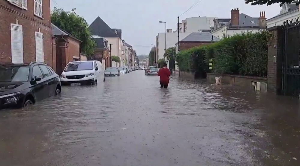 Inondations après un orage diluvien à Évreux (27) le mercredi 31 juillet 2024 