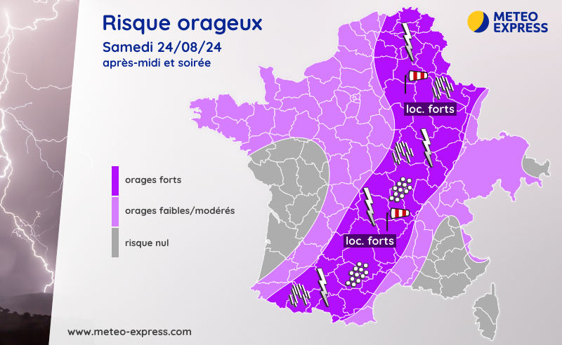 Risque orageux pour le samedi 24 août 2024