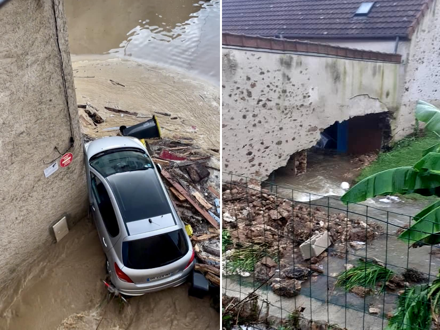 Dégâts de l'orage diluvien à Sablonnières le matin du vendredi 2 août 2024