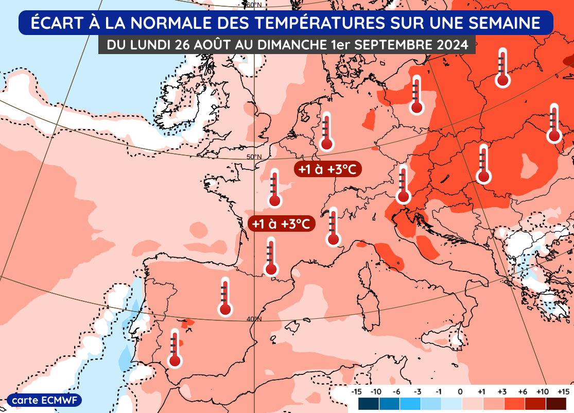 Anomalie thermique en semaine du 26 août au 1er septembre 2024