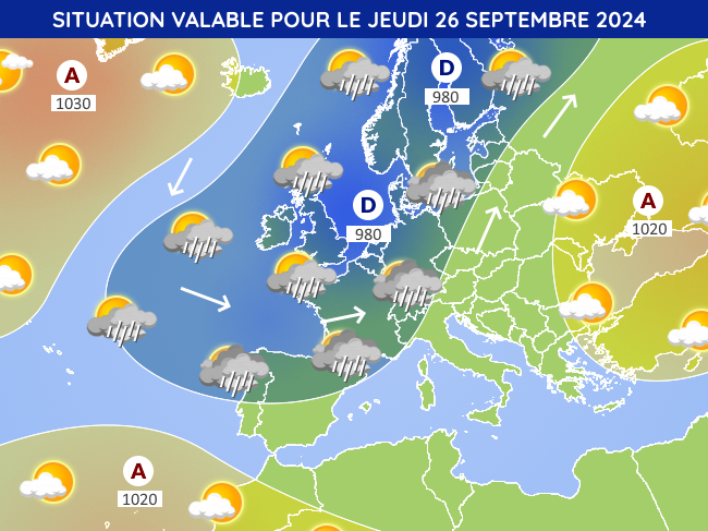 Situation météo en Europe pour le jeudi 26 septembre 2024 