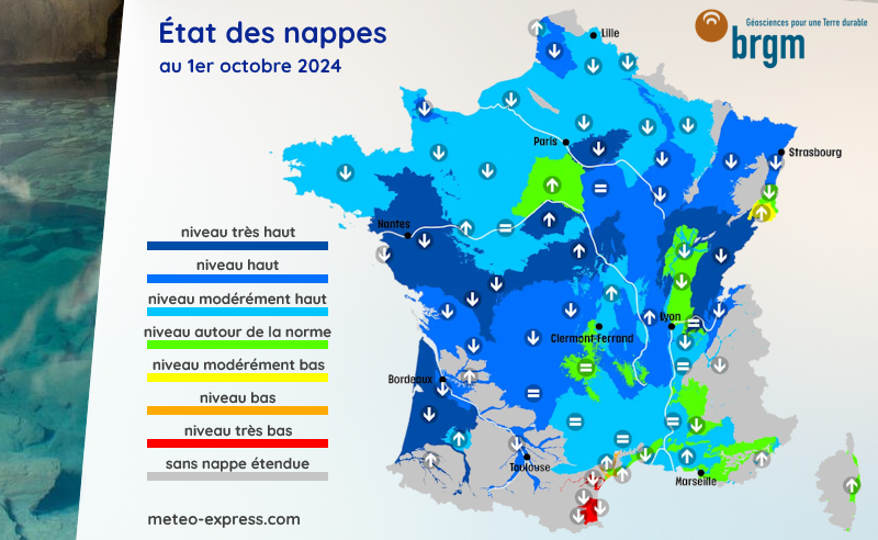 Niveau des nappes phréatiques au 1er octobre 2024