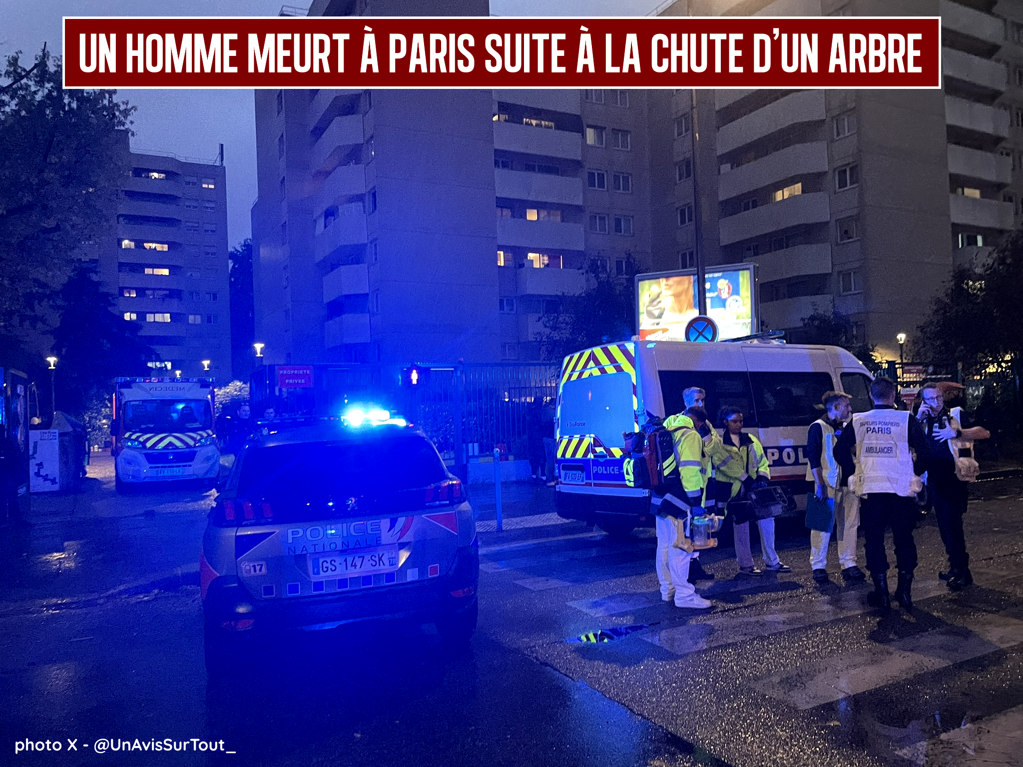 Une victime à Paris suite à la chute d'un arbre en soirée du jeudi 17 octobre 2024