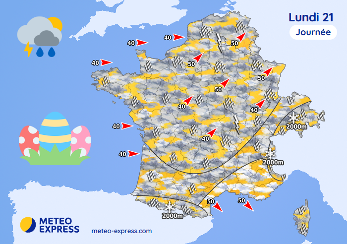Météo pour le lundi 21 avril 2025