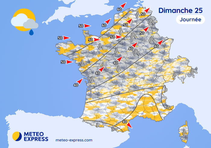 Météo pour le dimanche 25 mai 2025