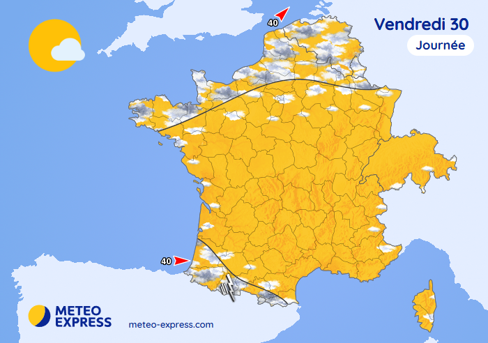Météo pour le vendredi 30 mai 2025