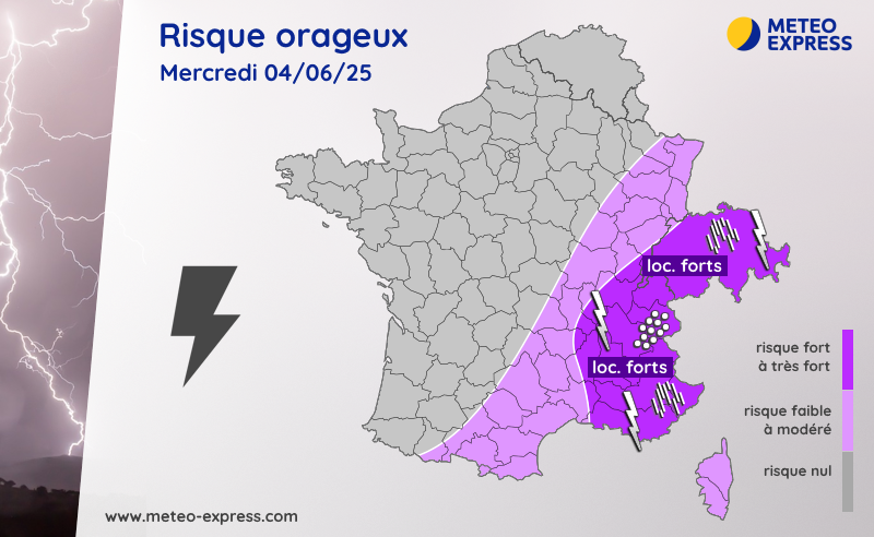 Risque orageux pour le mercredi 4 juin 2025