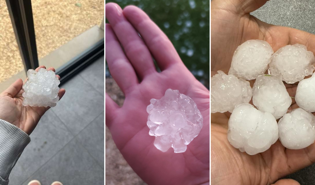 Grêlons de 5 à 8 cm de diamètre dans la Loire le dimanche 1er juin 2025