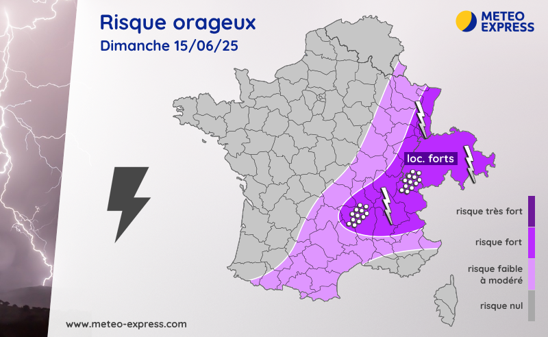 Risque orageux pour le dimanche 15 juin 2025