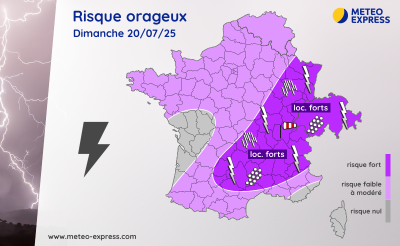 Risque orageux pour le dimanche 20 juillet 2025 