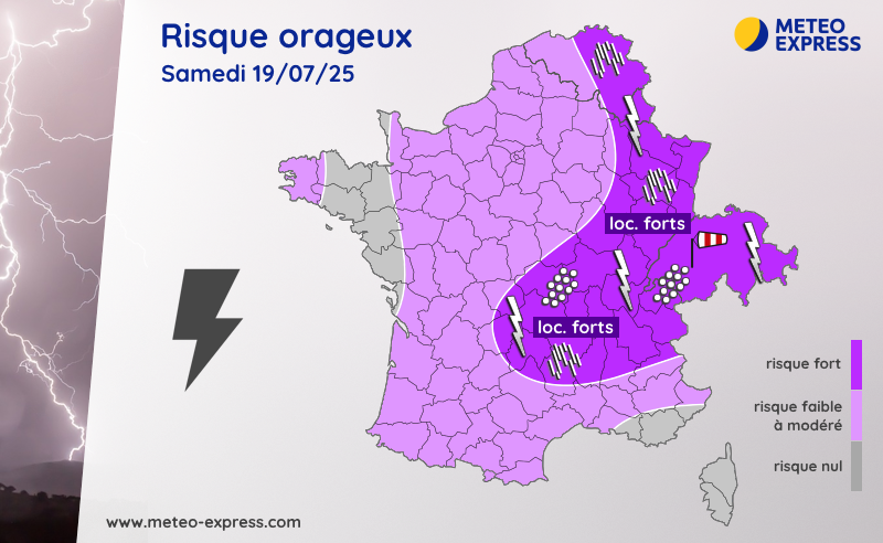 Risque orageux pour le samedi 19 juillet 2025