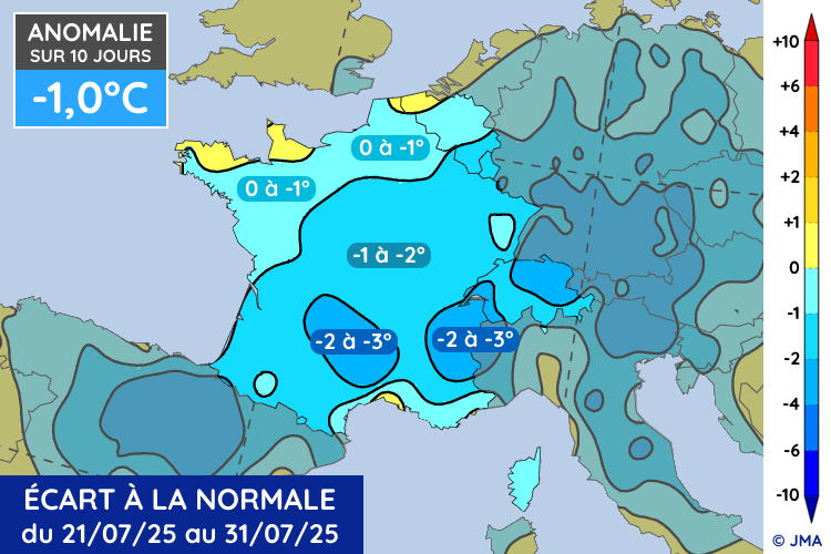 Anomalie thermique du 21 au 31 juillet 2025