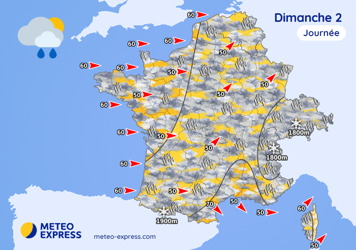 Prévisions météo pour le dimanche 2 novembre 2025