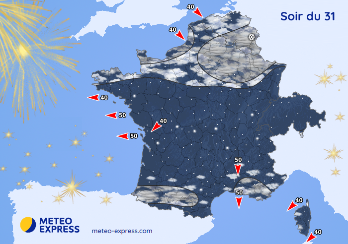 Météo en soirée du mercredi 31 décembre 2025