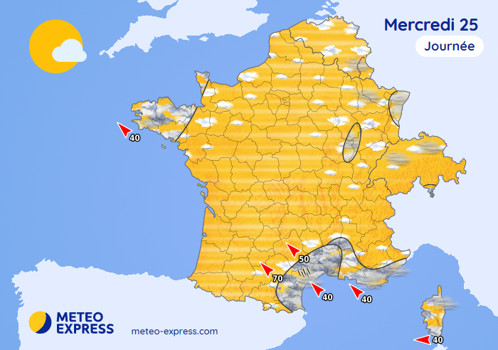 Météo pour le mercredi 25 février 2026
