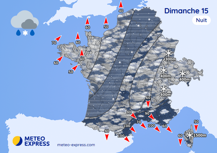 Prévisions météo pour le dimanche 15 février 2026