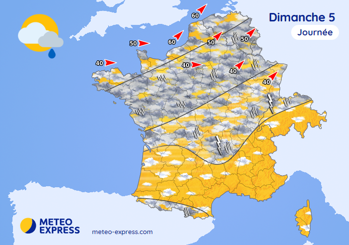 Météo prévue le dimanche 5 avril 2026 (Pâques)