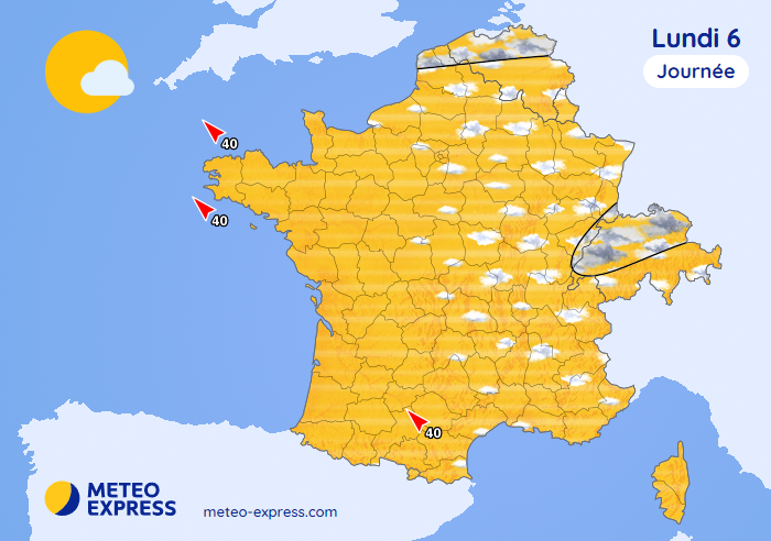 Météo prévue le lundi 6 avril 2026 (lundi de Pâques)