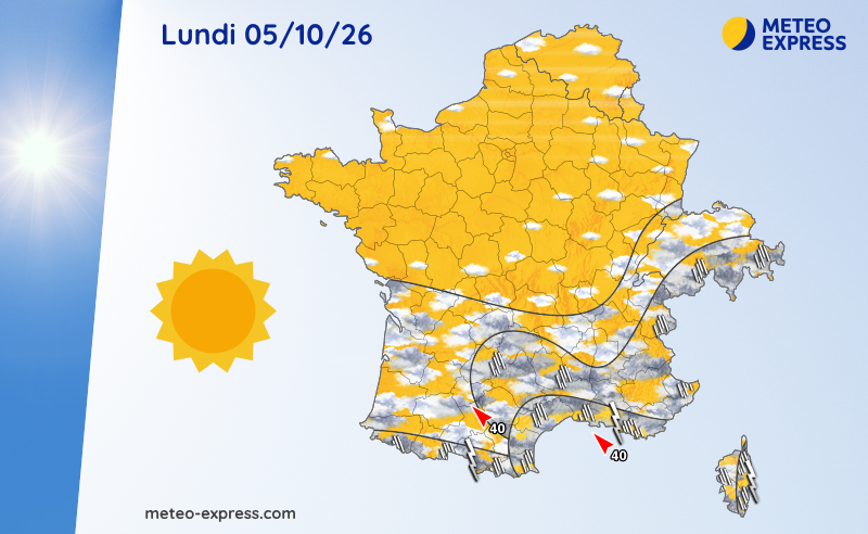 Prévisions météo pour le lundi 5 octobre 2026